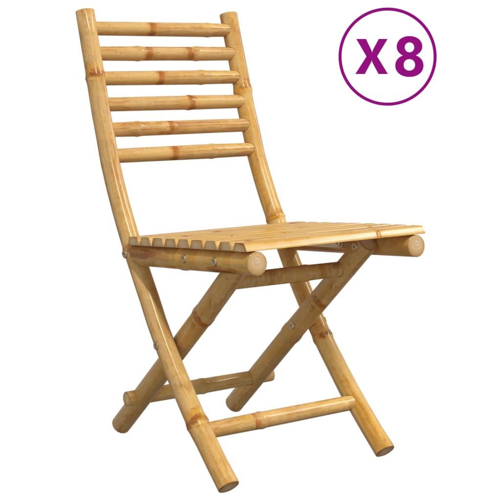 Voir la diapositive 2 : VIDAXL Chaises pliables de jardin lot de 8 43x54x88 cm bambou