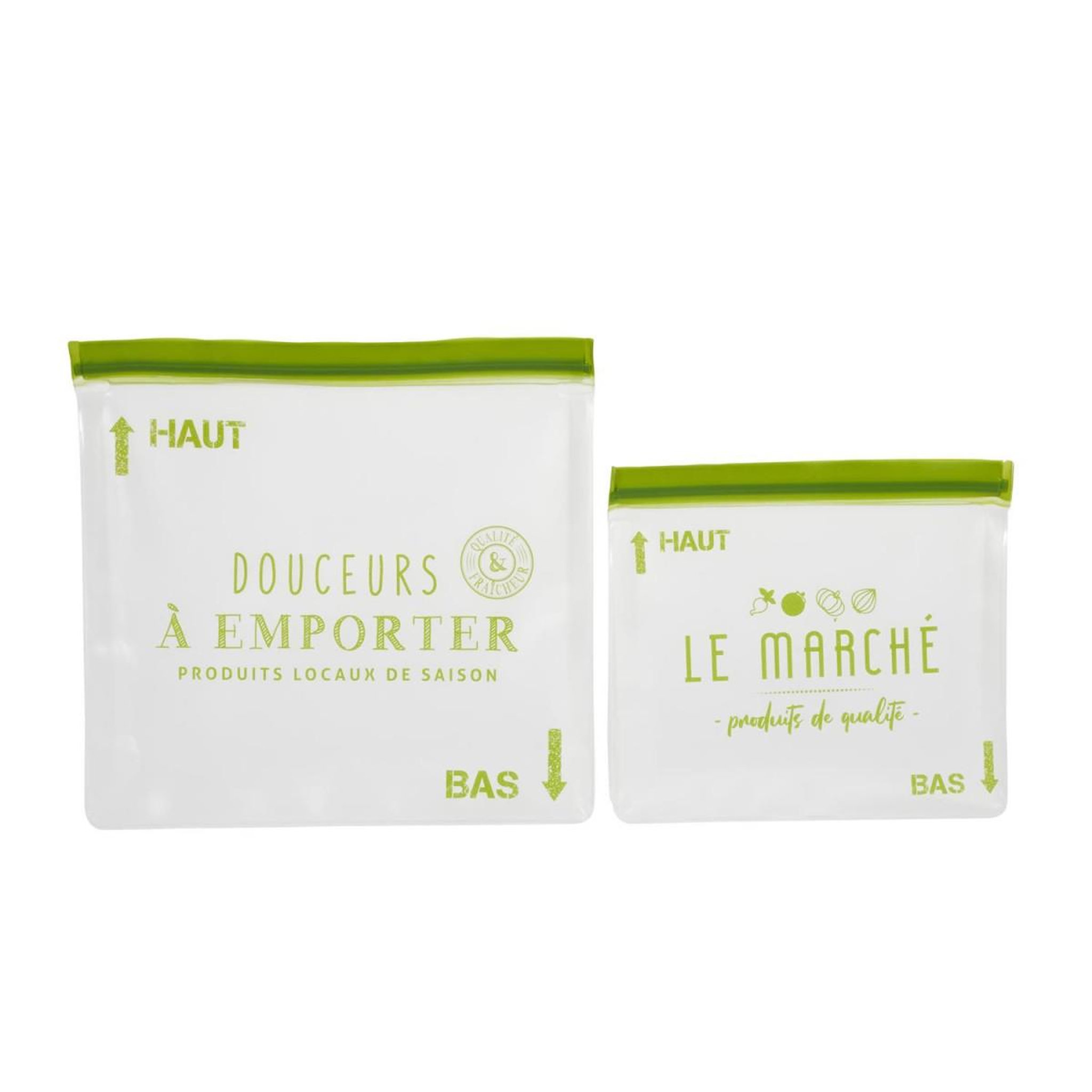COOK CONCEPT Lot de 2 sacs de conservation  green  28cm vert