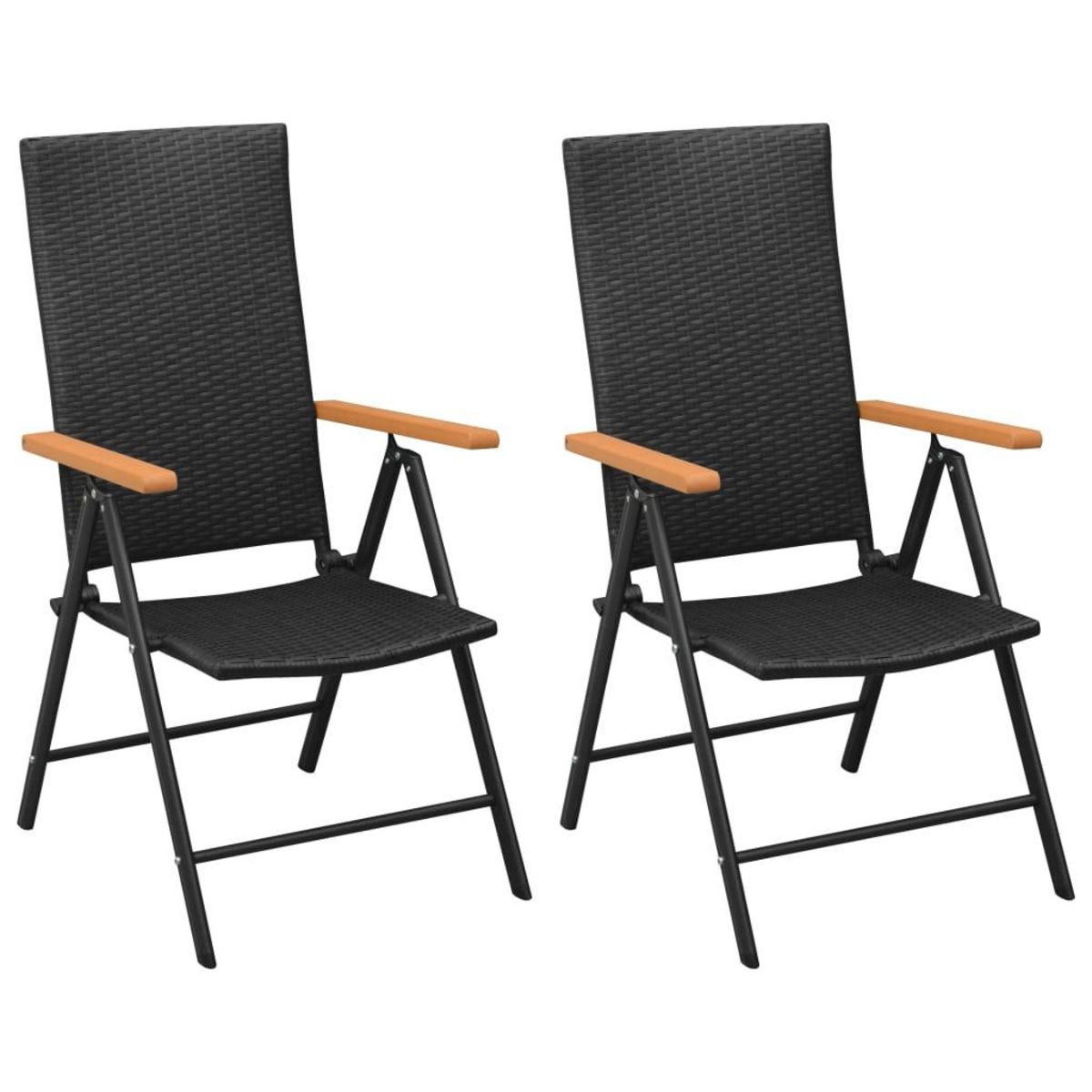 VIDAXL Ensemble a manger de jardin 3 pcs noir et marron