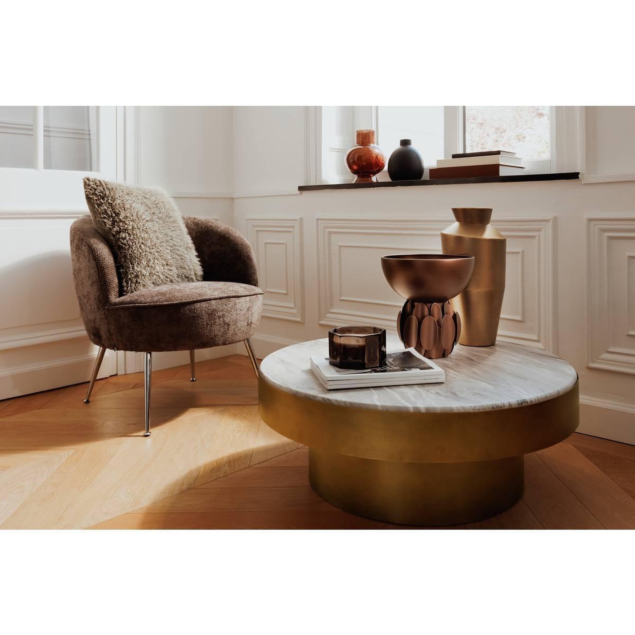 Voir la diapositive 5 : ATMOSPHERA Vase Déco en Métal  Barrel  40cm Doré