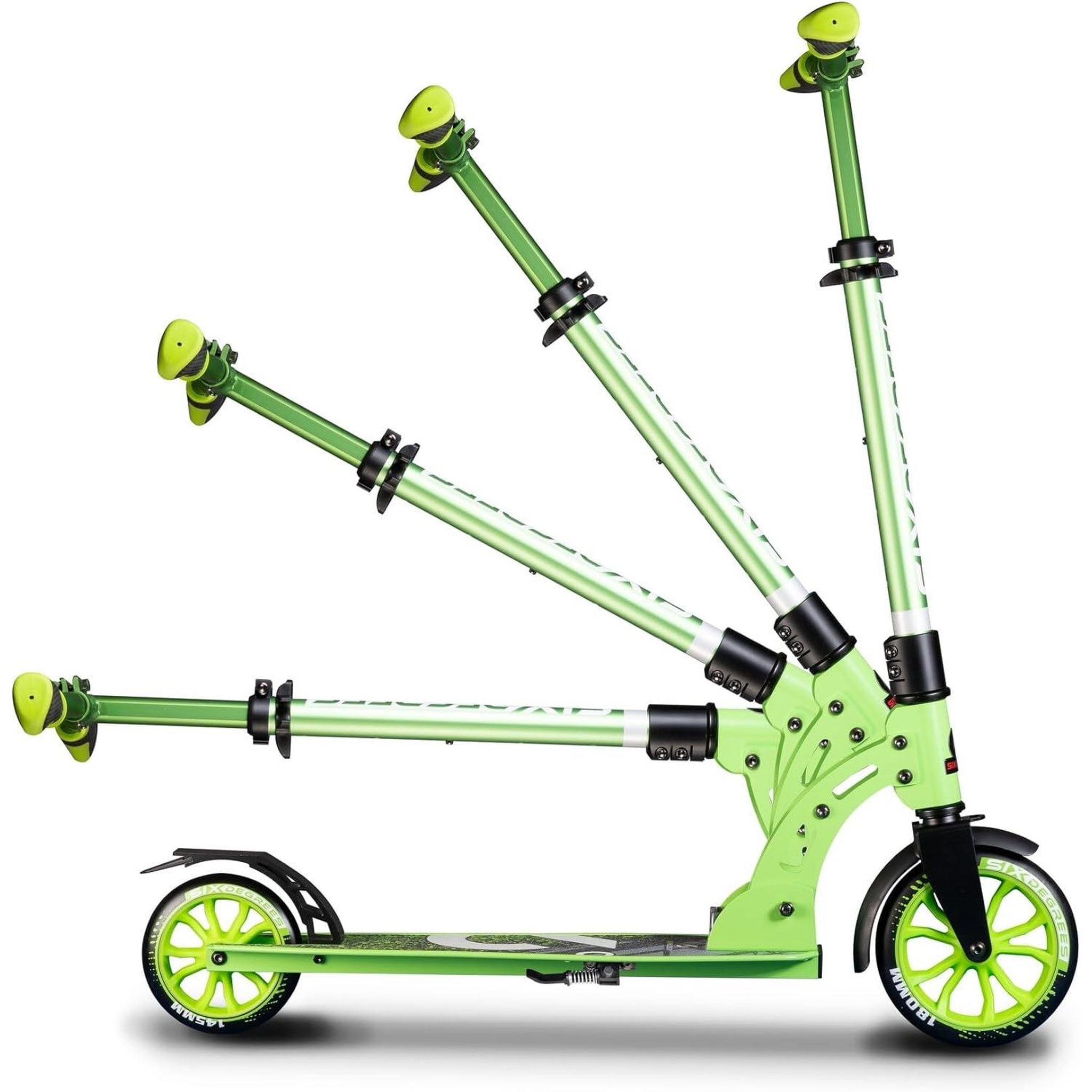 Voir la diapositive 4 : SIX DEGREES Trottinette junior aluminium - mécanisme de pliage et béquille - 180/145 mm