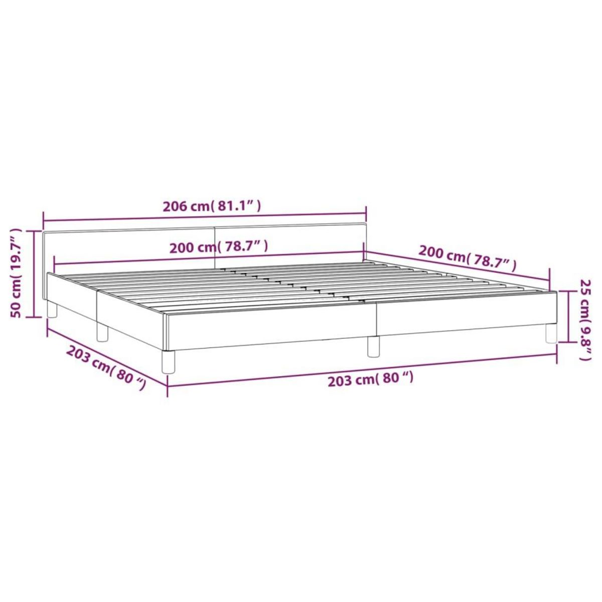 VIDAXL Cadre de lit avec tete de lit sans matelas creme 200x200 cm