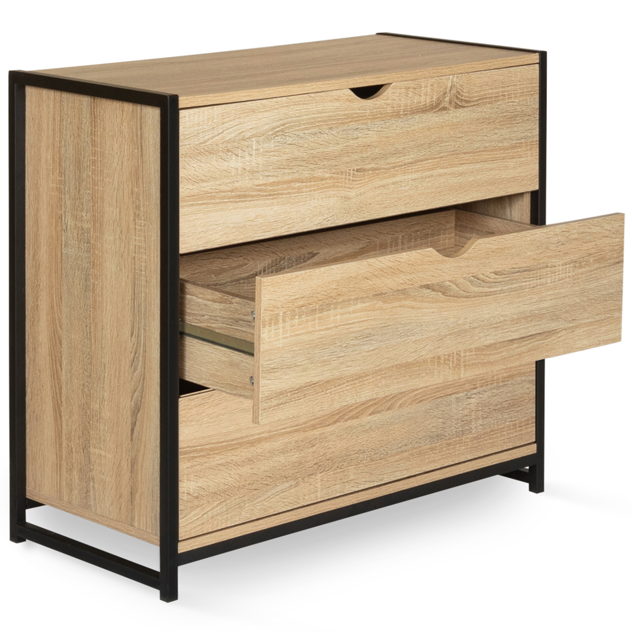 Voir la diapositive 4 : ID MARKET Commode 3 tiroirs detroit 80 cm design industriel