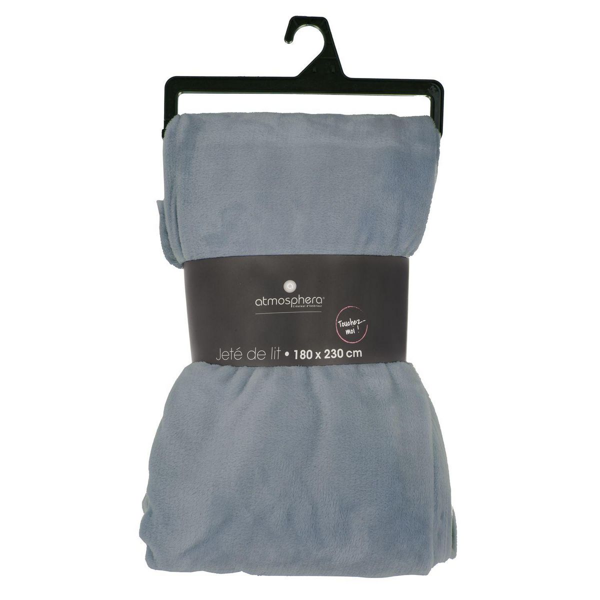 ATMOSPHERA Grand Plaid en flanelle uni - 230x180 - Bleu Orage