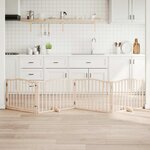 VIDAXL Barriere pour chiens avec porte 4 panneaux bois de peuplier