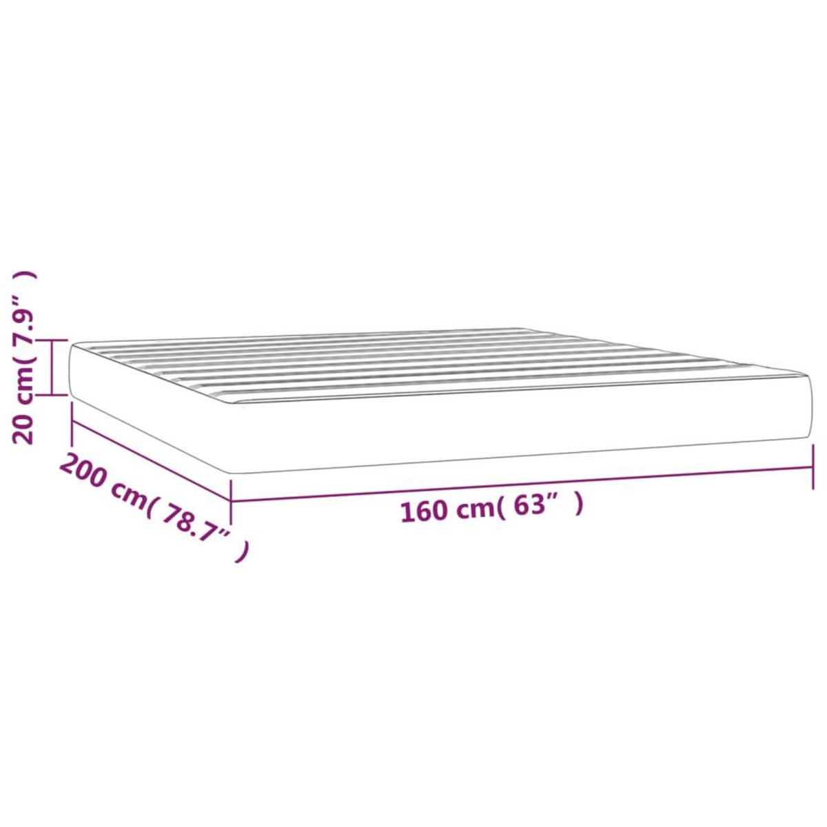 VIDAXL Matelas de lit a ressorts ensaches Bleu fonce 160x200x20 cm