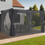Voir la diapositive 2 : ID MARKET Pergola édition intégrale moustiquaire toit rétractable 3x4M et 4 rideaux gris