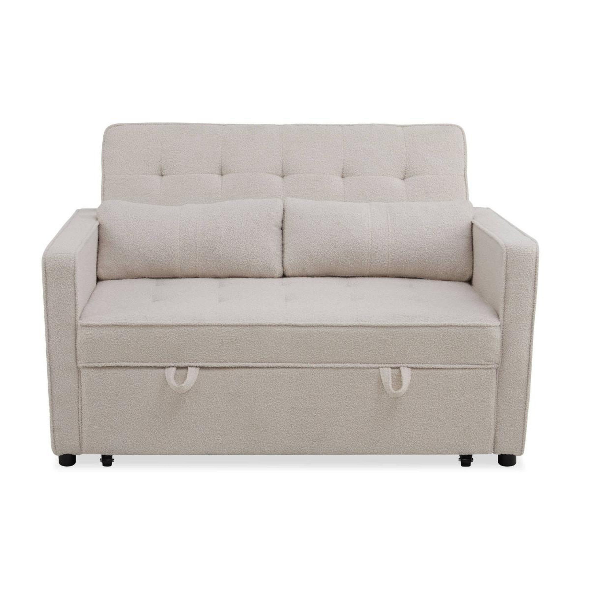 Voir la diapositive 2 : Paris Prix Canapé Convertible 2 Places Bouclette  Léa  133cm Beige