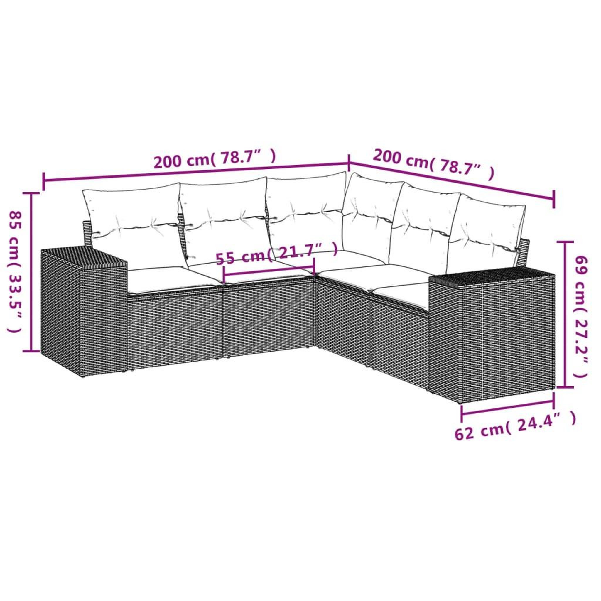 Voir la diapositive 3 : VIDAXL Salon de jardin 5 pcs avec coussins gris resine tressee