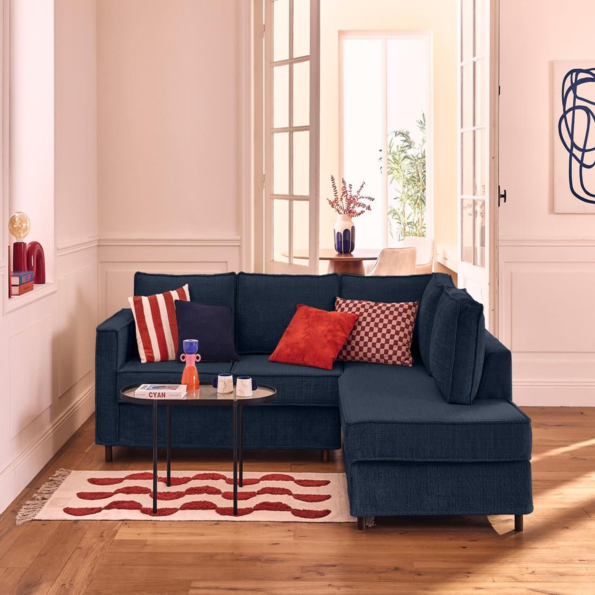 Voir la diapositive 1 : LISA DESIGN Jake - canapé déhoussable d'angle droit 5 places en velours texturé