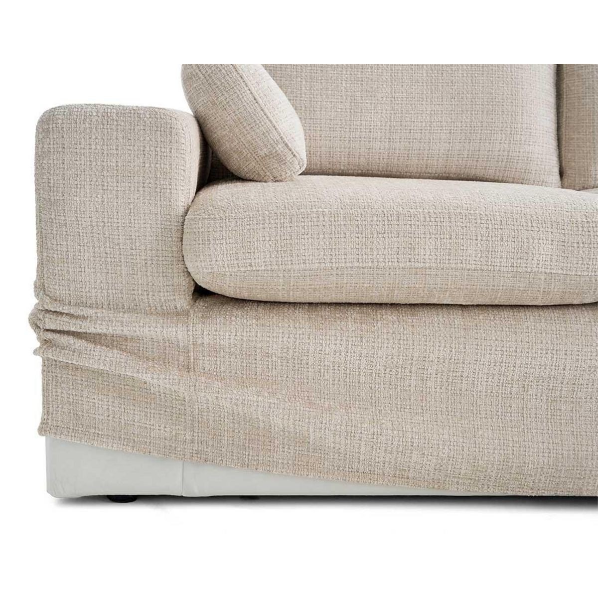 LISA DESIGN Calgary - canapé d'angle déhoussable et modulable 3 places + 1 pouf en velours texturé