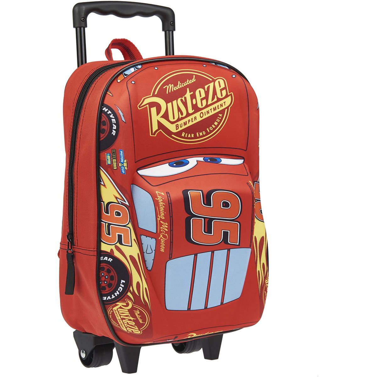 DISNEY Sac maternelle 3D à roulettes rouge Cars