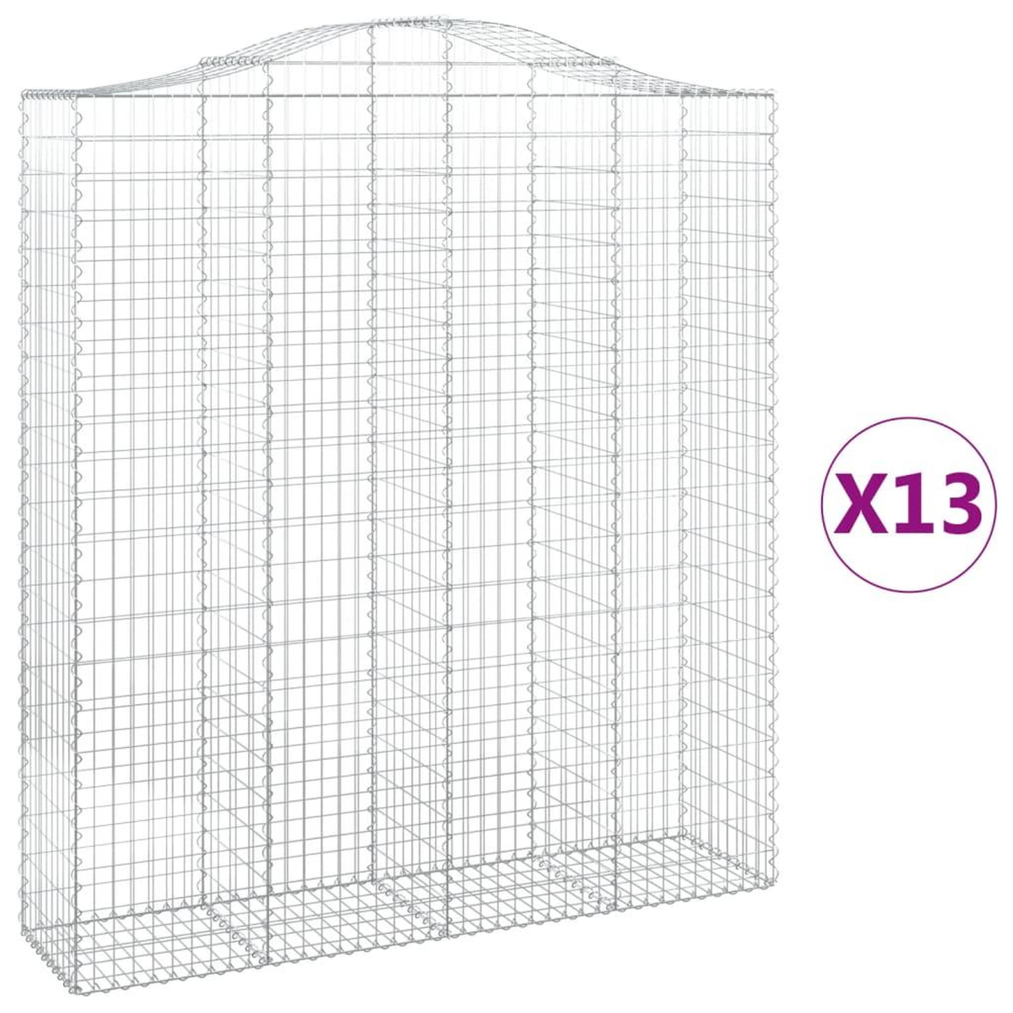 Voir la diapositive 2 : VIDAXL Paniers a gabions arques 13 pcs 200x50x220/240 cm Fer galvanise