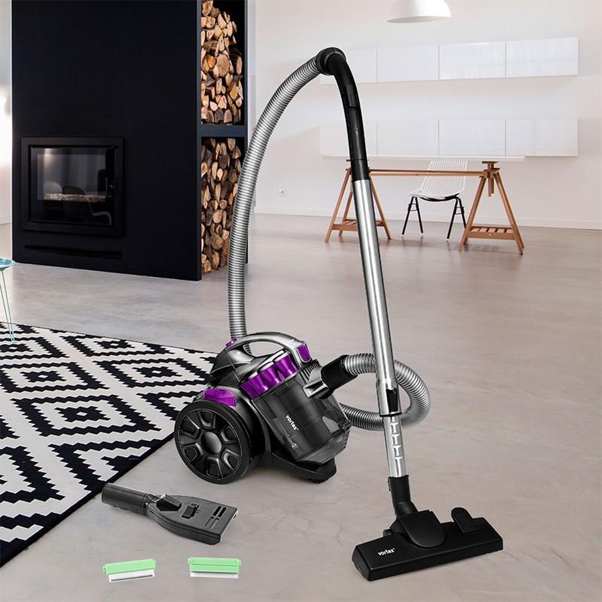 Voir la diapositive 3 : VORTEX Aspirateur traineau sans sac avec brosse pour animaux zii black vortex
