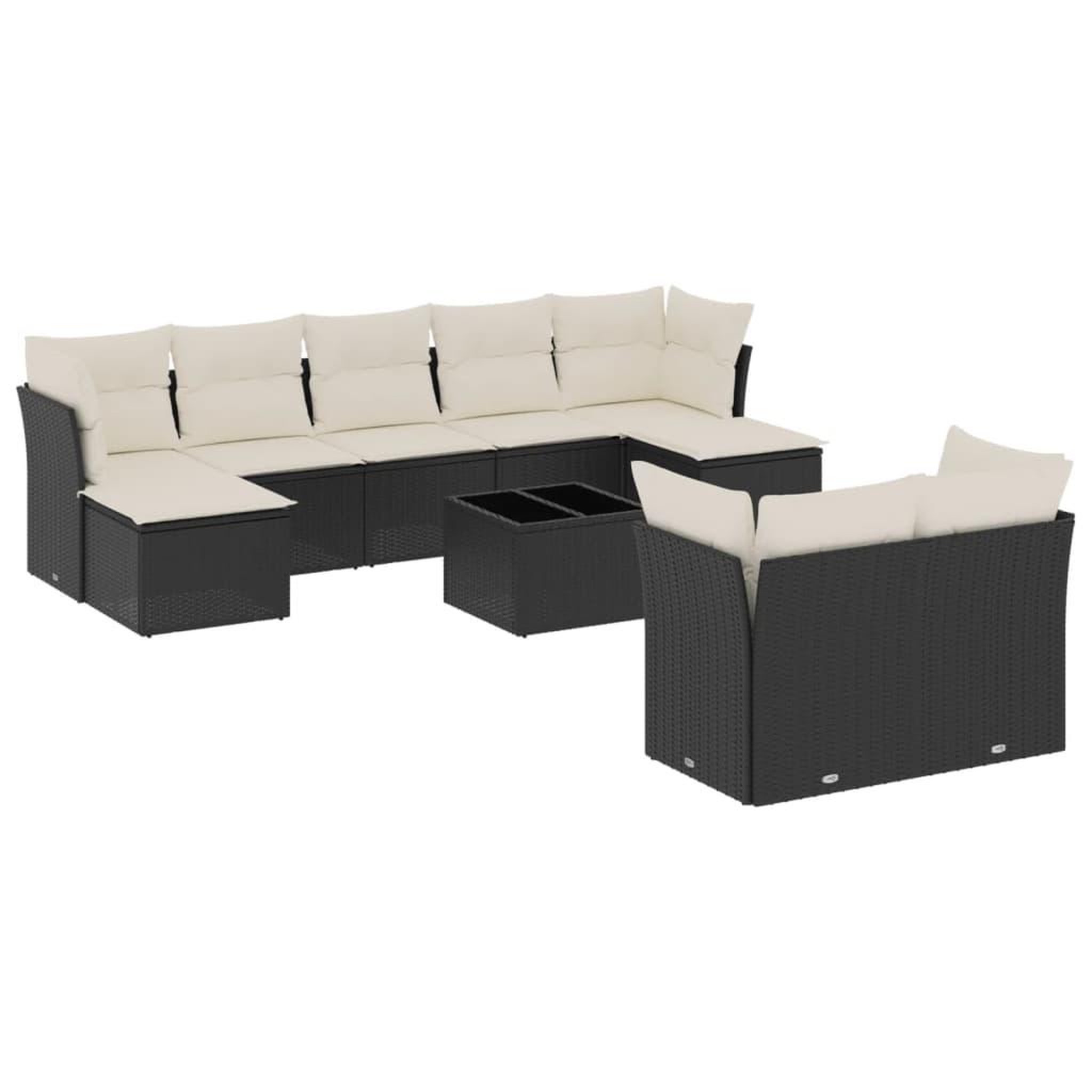 Voir la diapositive 2 : VIDAXL Salon de jardin 10 pcs avec coussins noir resine tressee