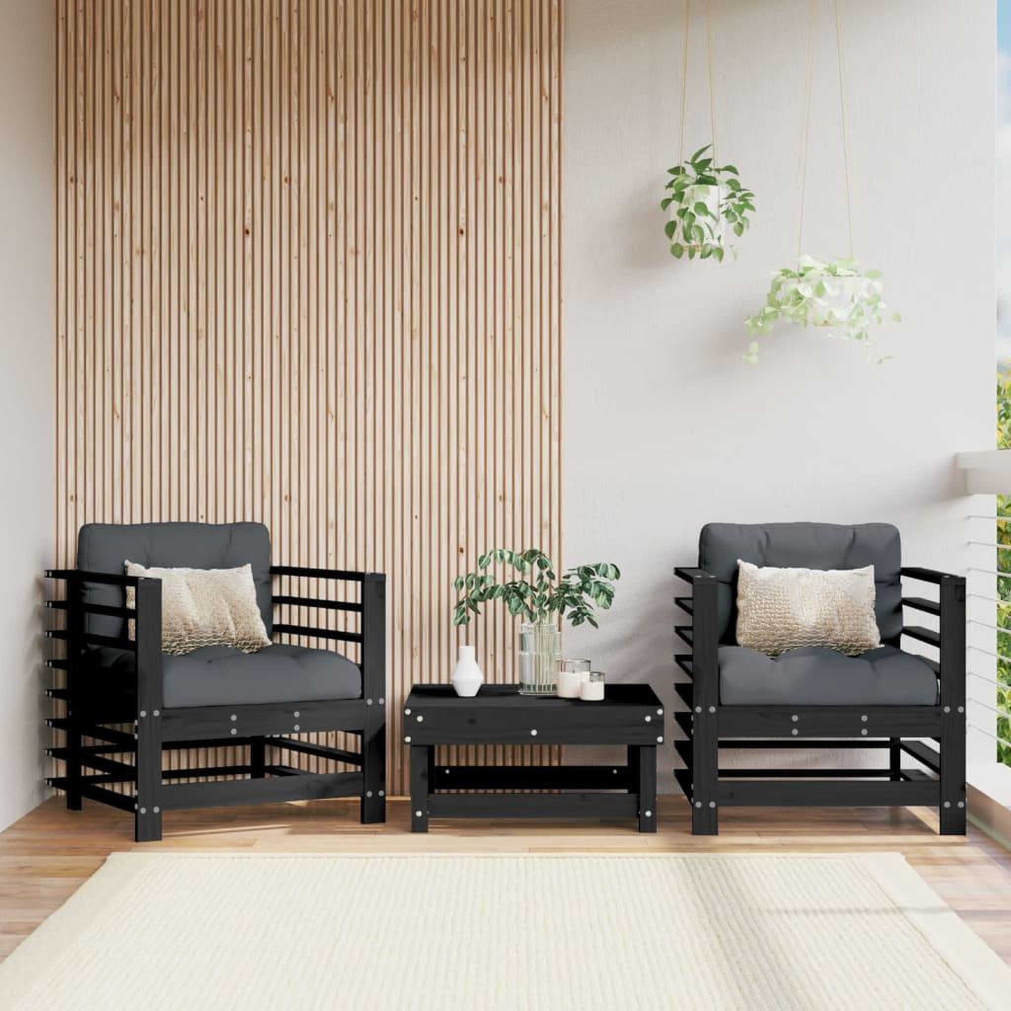 VIDAXL Chaises de jardin lot de 2 noir bois massif de pin