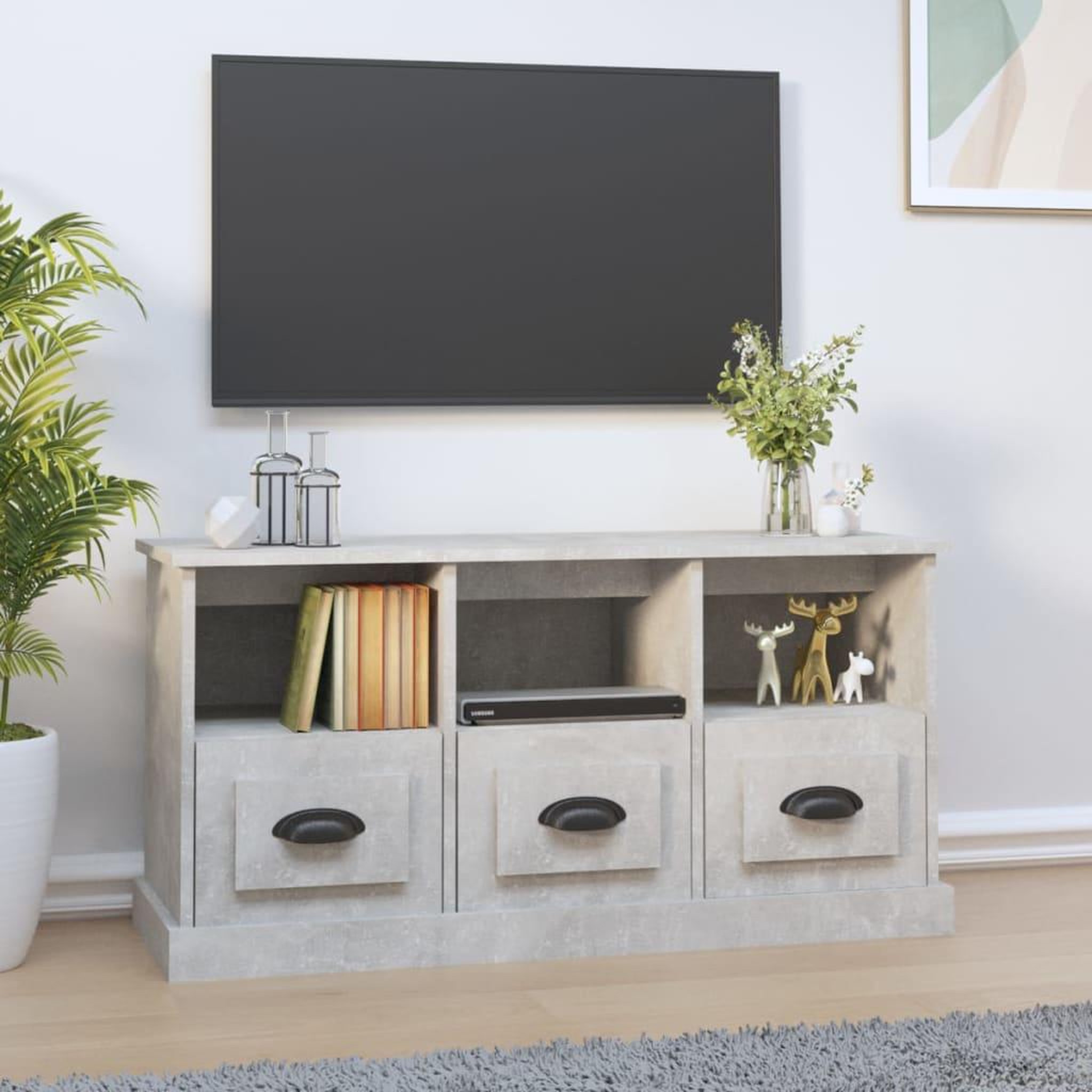 VIDAXL Meuble TV gris beton 100x35x50 cm bois d'ingenierie