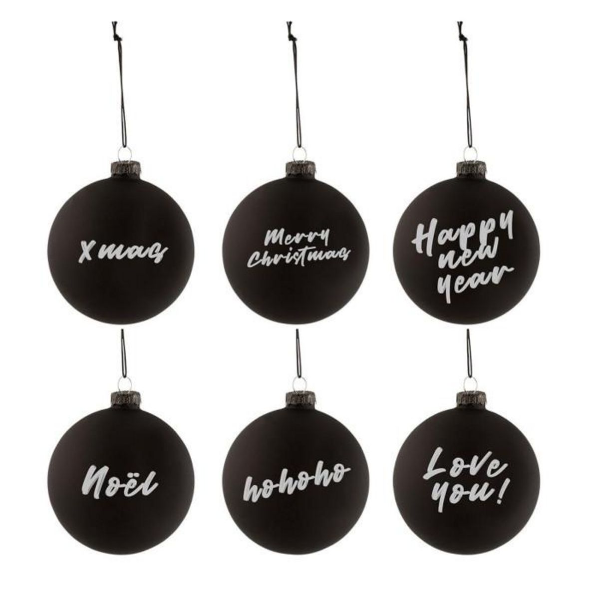 Paris Prix Lot de 6 Boules de Noël  Tableau  8cm Noir