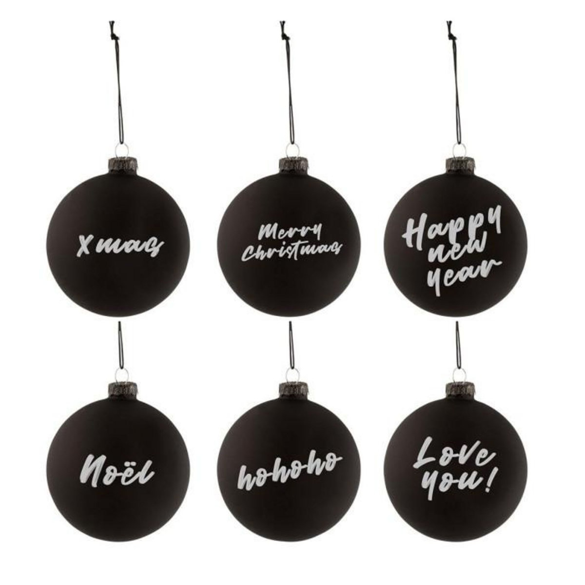 Paris Prix Lot de 6 Boules de Noël  Tableau  8cm Noir