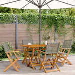 VIDAXL Chaises de jardin pliantes lot de 4 gris poly rotin bois massif
