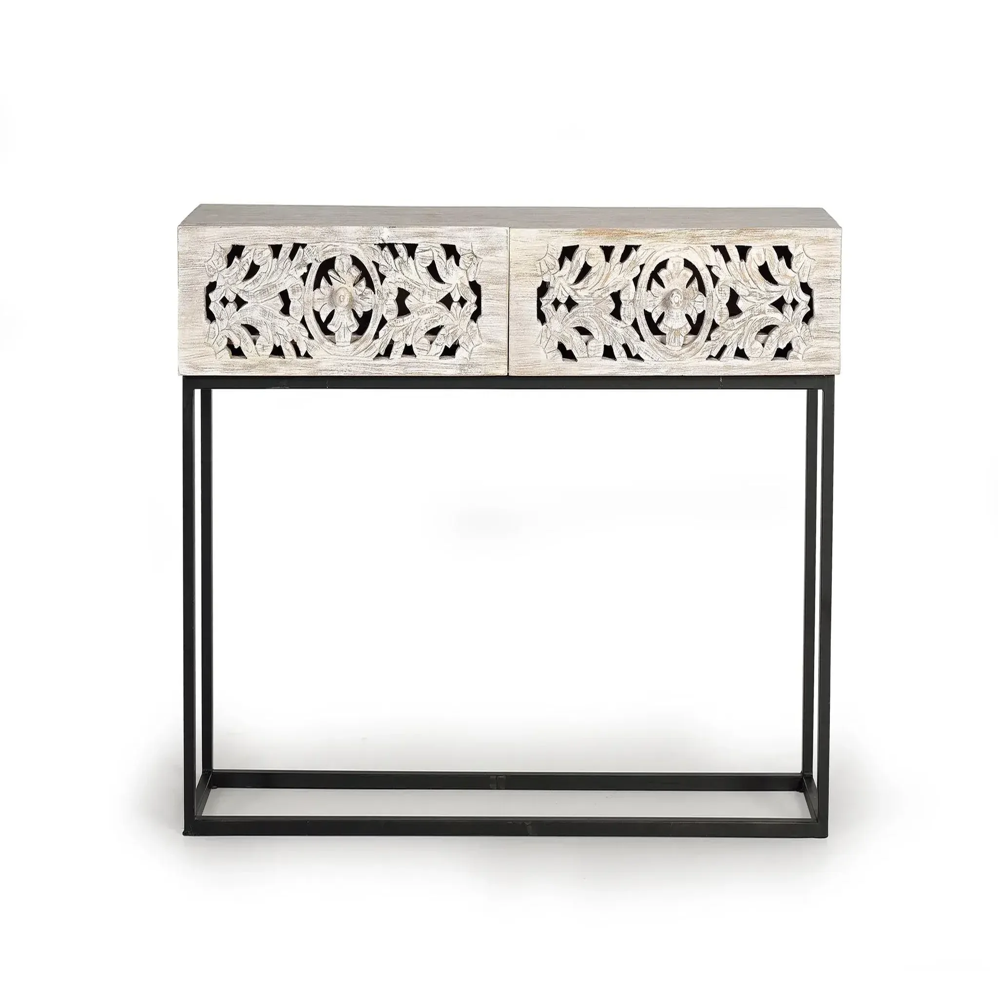 GINER Y COLOMER SL Console en bois de manguier 120 cm style ethnique boho sculpté