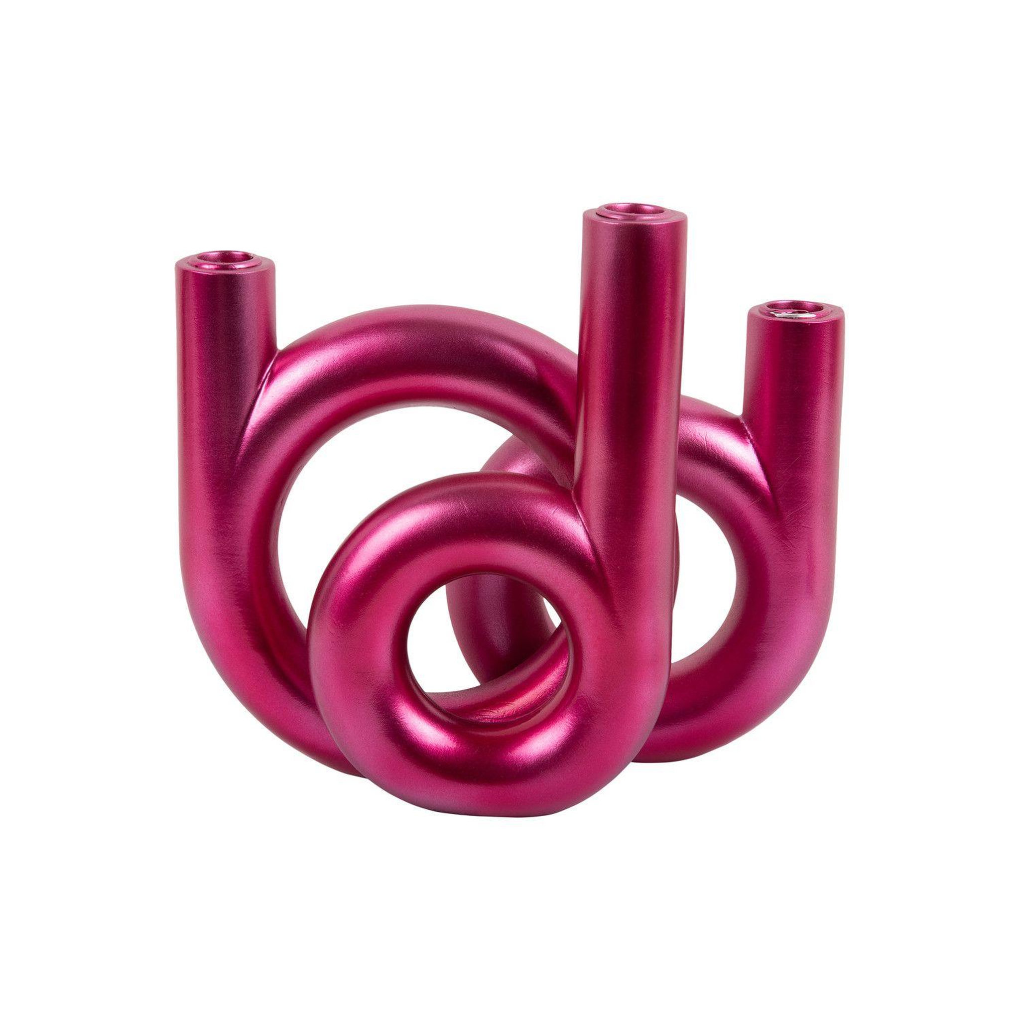 PRESENT TIME Bougeoir anneaux moyen loopa. Coloris disponibles : Rose, Blanc