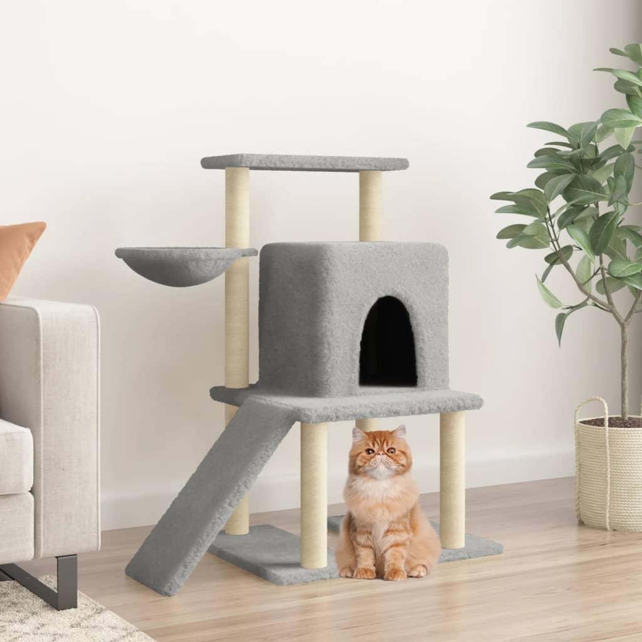 VIDAXL Arbre a chat avec griffoirs en sisal Gris clair 96,5 cm