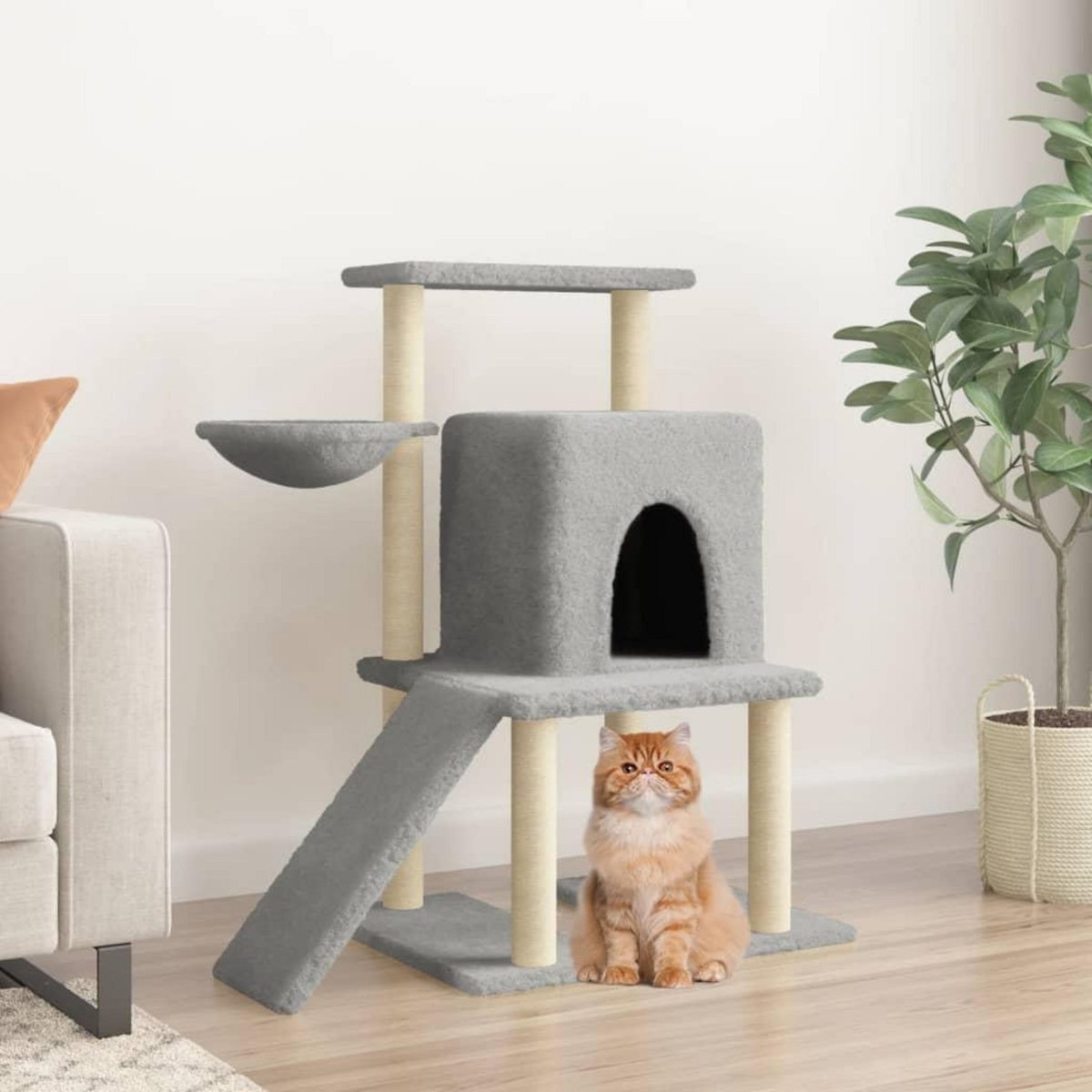 VIDAXL Arbre a chat avec griffoirs en sisal Gris clair 96,5 cm