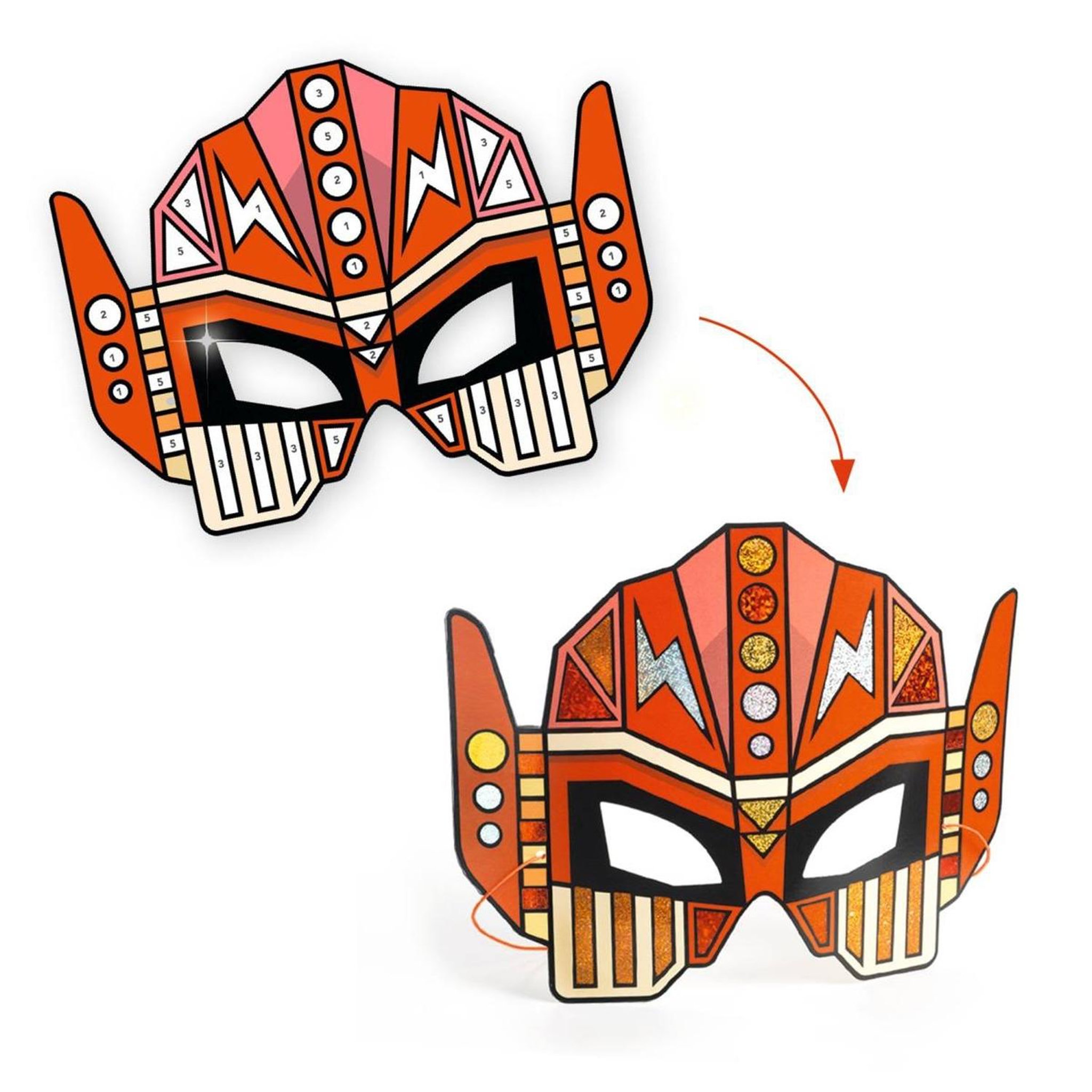 Voir la diapositive 2 : Djeco Do it Yourself Masques à métalliser Super Robots