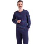 Eminence Pyjama long col V homme Business. Coloris disponibles : Bleu