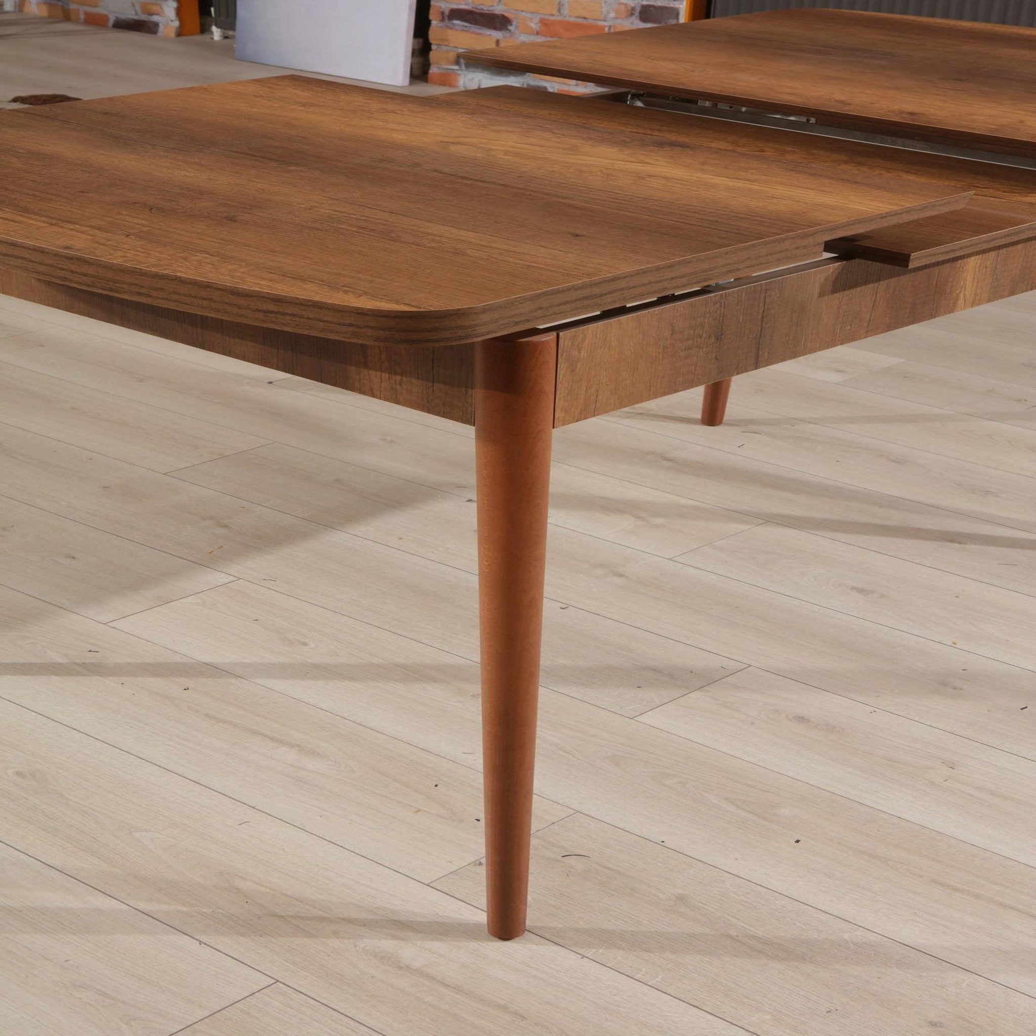 Voir la diapositive 4 : Habitat et Jardin Table à manger extensible en bois  barok  - 170 x 78 x 80 cm - noyer