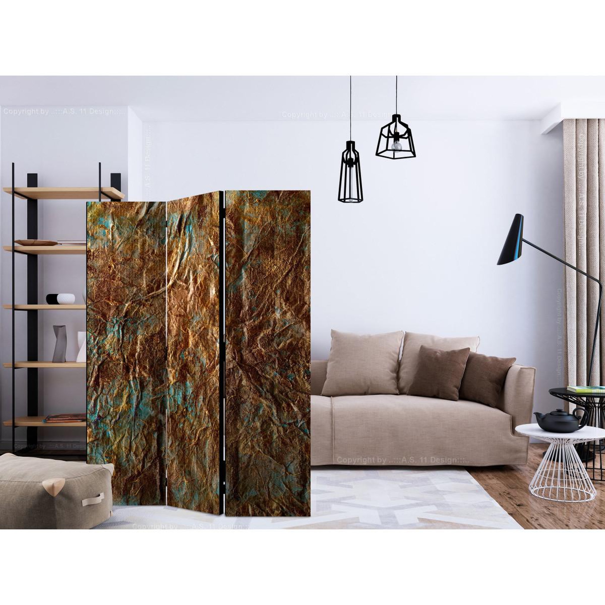Voir la diapositive 2 : Paris Prix Paravent 3 volets  gold of atlantis  135x172cm