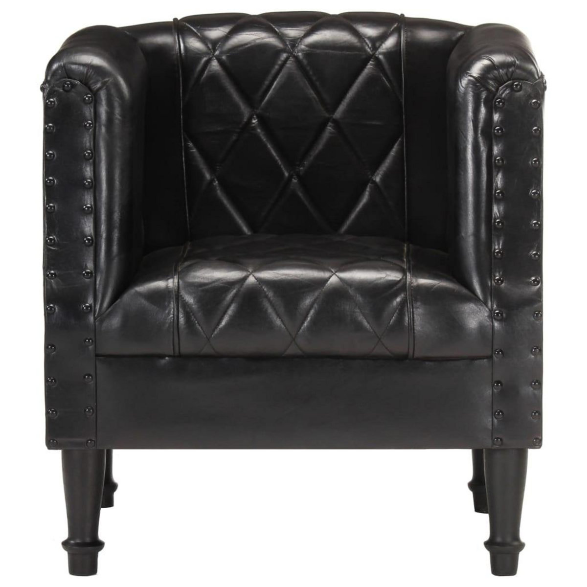 VIDAXL Chaise cabriolet Noir Cuir veritable de chevre