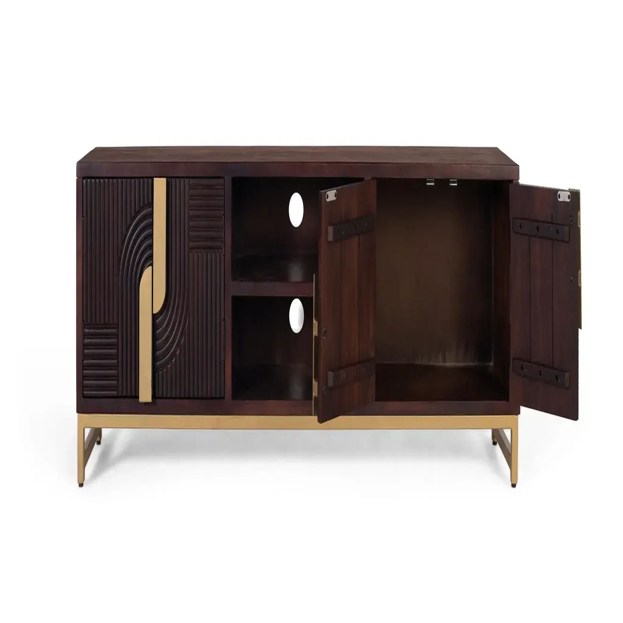 Voir la diapositive 2 : GINER Y COLOMER SL Meuble tv en bois de manguier 180 cm style rustique moderne