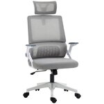 VINSETTO Chaise de bureau ergonomique réglable inclinable pivotante maille polyester gris