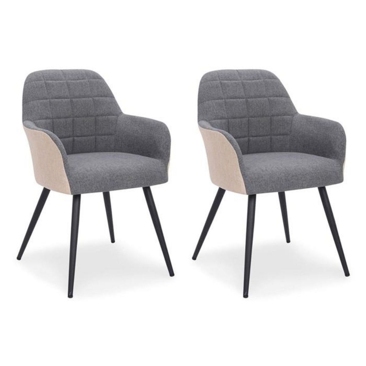 Paris Prix Lot de 2 Fauteuils Design  Singolo  81cm Beige & Gris