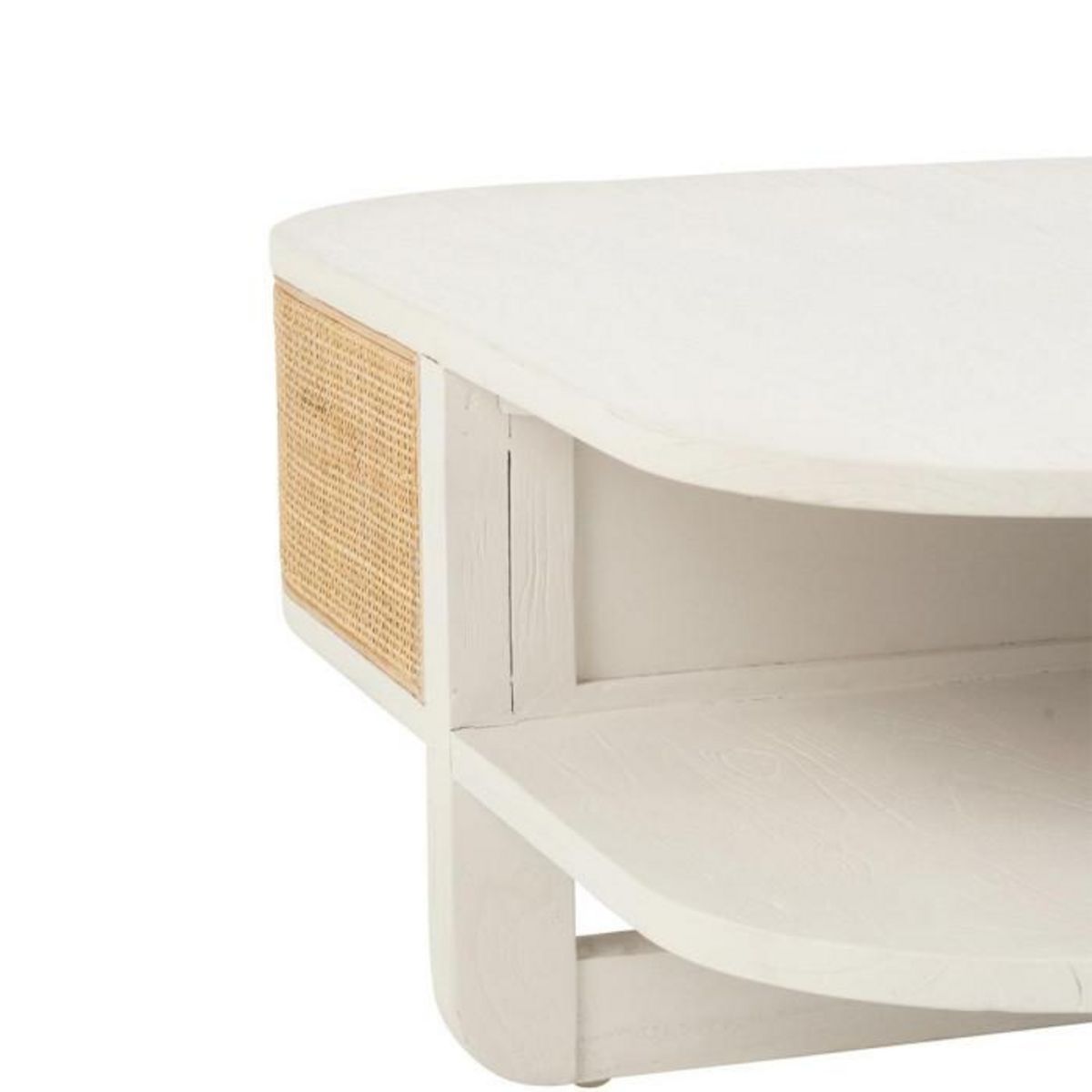 Paris Prix Table Basse en Rotin  Molly  85cm Blanc & Beige