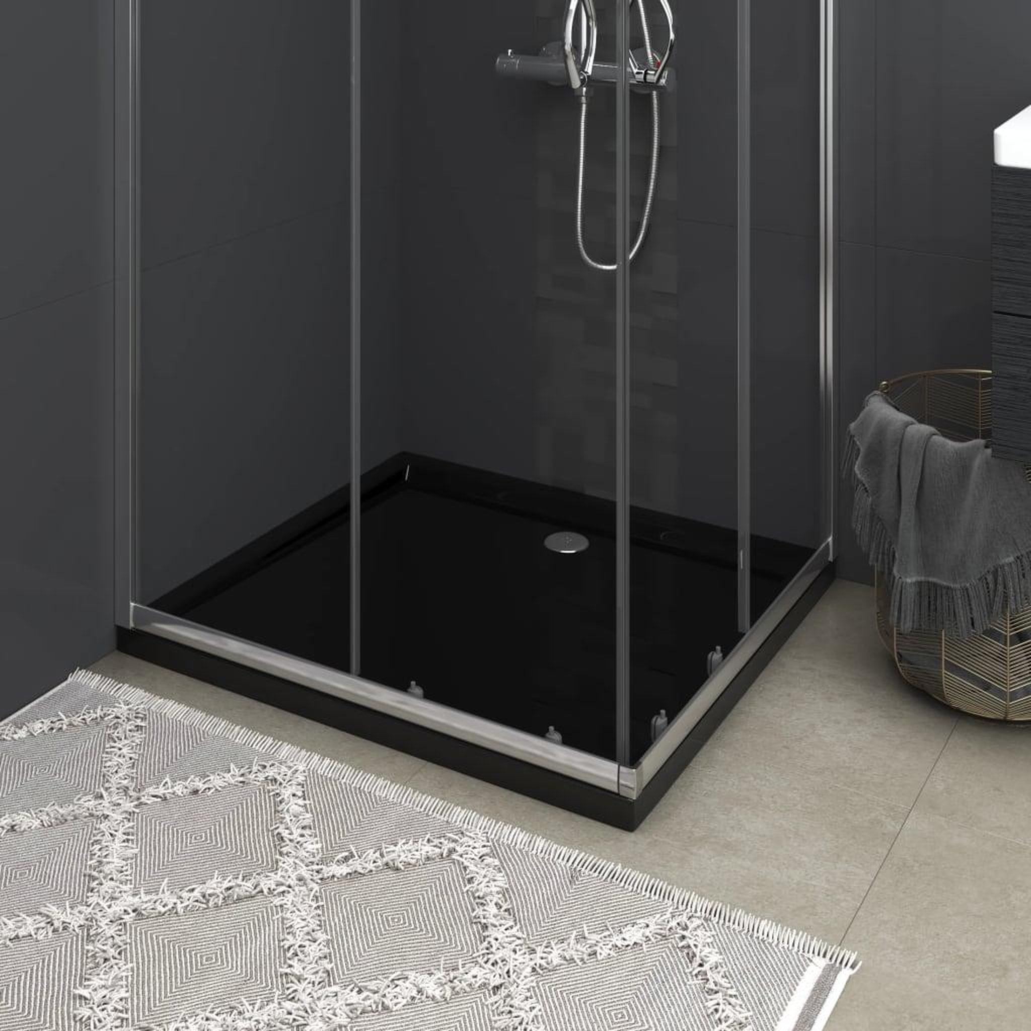 Voir la diapositive 1 : VIDAXL Receveur de douche rectangulaire ABS Noir 80x90 cm