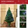 HOMCOM Sapin de Noël artificiel lumineux fibre optique multicolore + support pied Ø 48 x 90H cm 90 branches vert