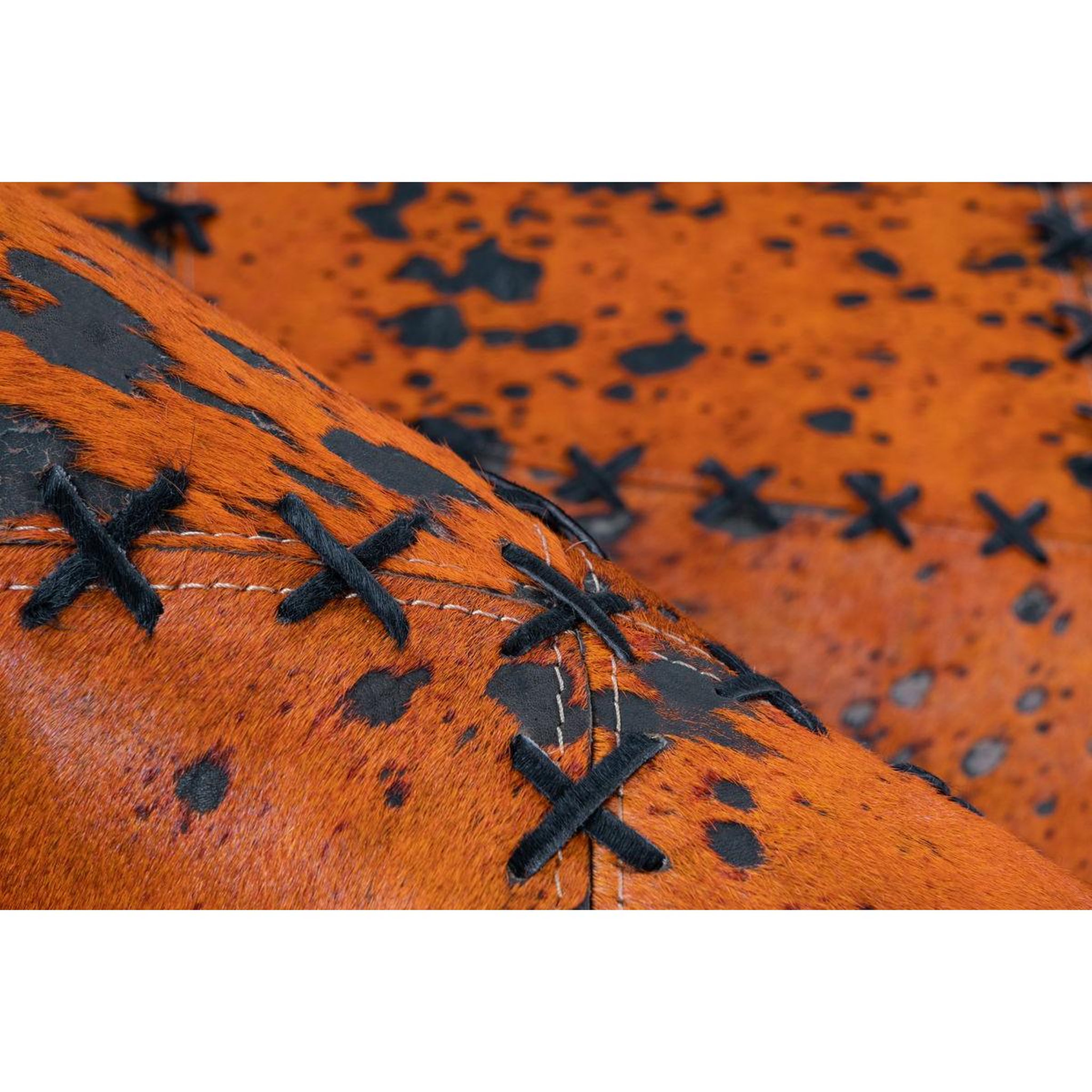 Voir la diapositive 3 : Paris Prix Tapis patchwork en cuir fait main  voila  orange