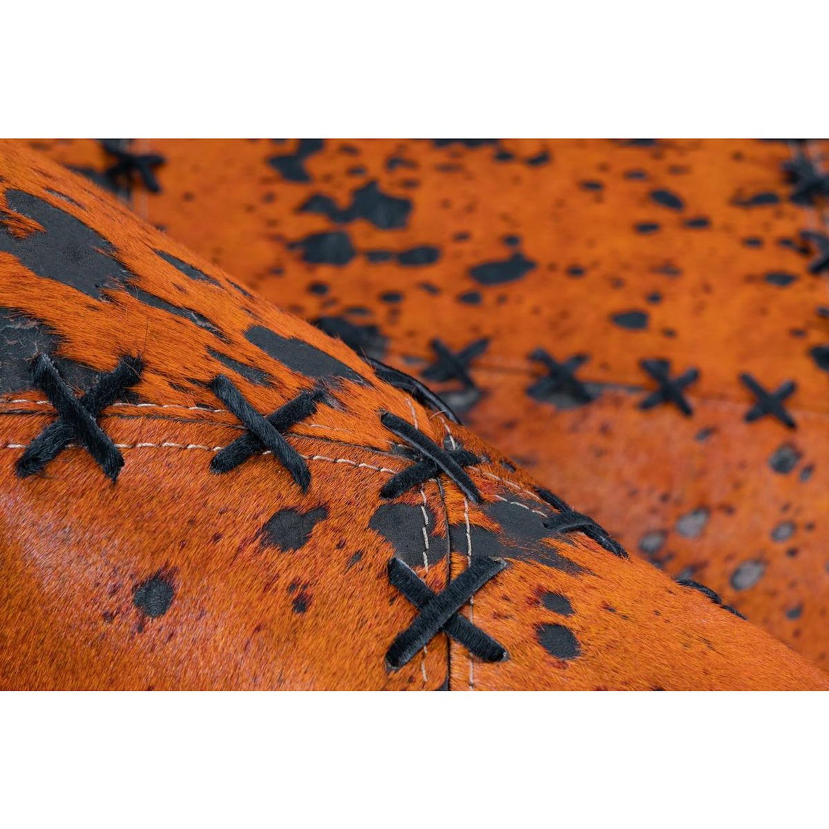 Paris Prix Tapis Patchwork en Cuir Fait Main  Voila  Orange