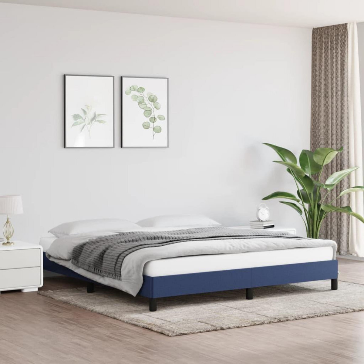 VIDAXL Cadre de lit sans matelas bleu 160x200 cm tissu