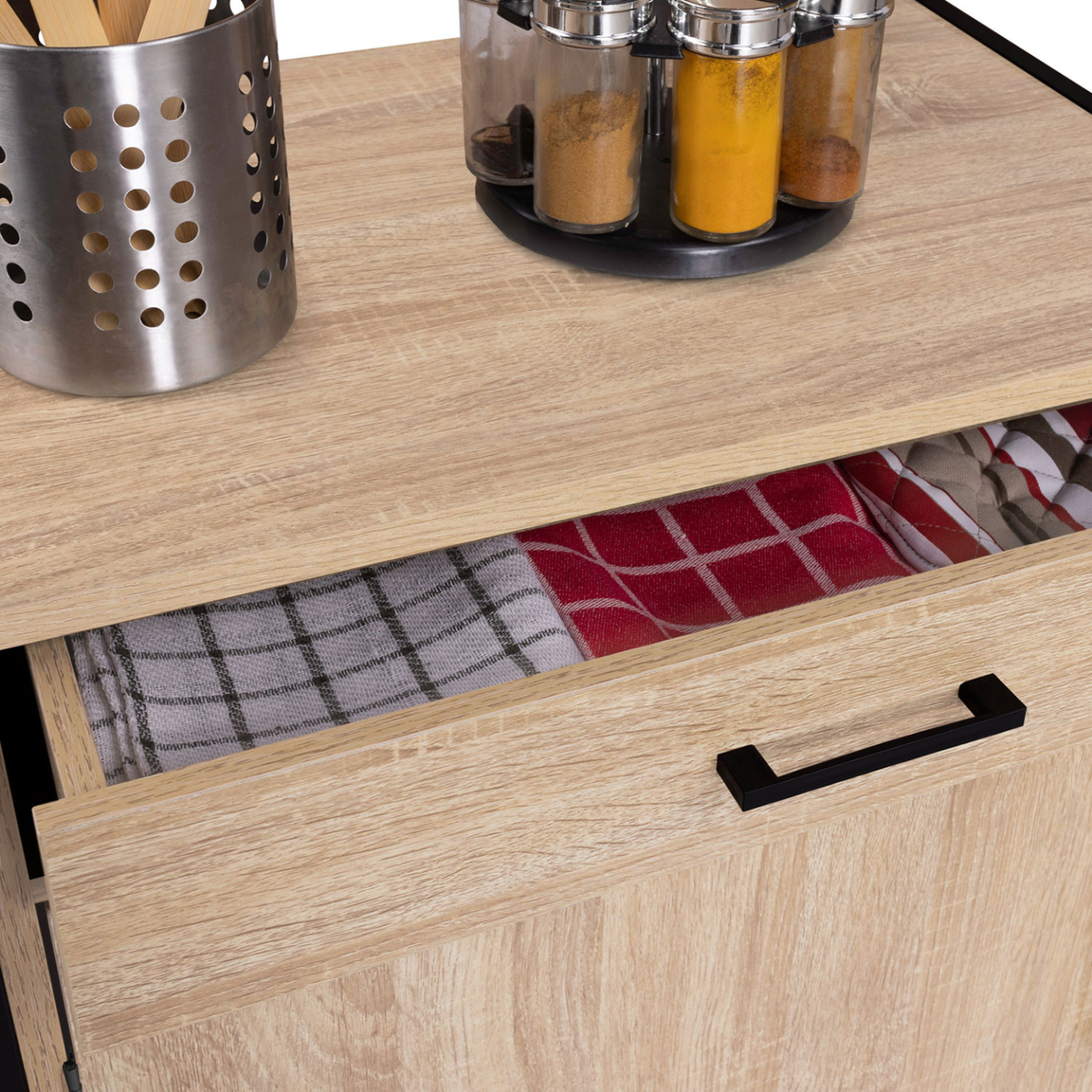 Voir la diapositive 6 : ID MARKET Buffet de cuisine 60 cm detroit meuble 2 portes design industriel + tiroir