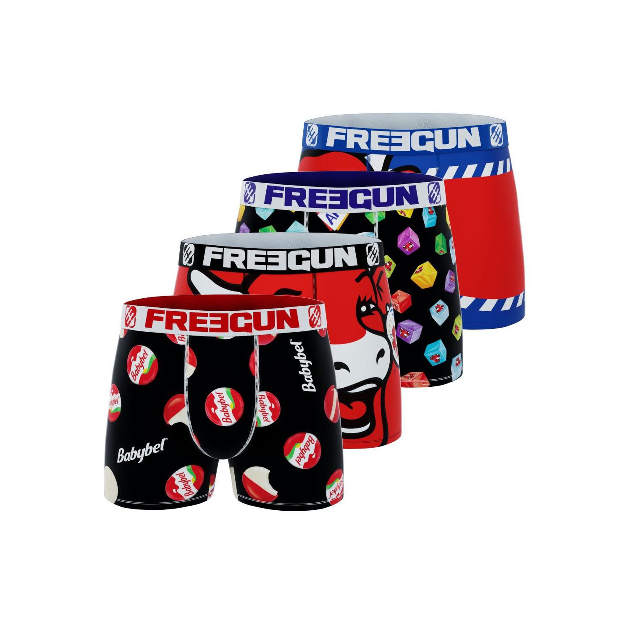 Voir la diapositive 1 : FREEGUN Lot de 4 boxers enfant La Vache Qui Rit