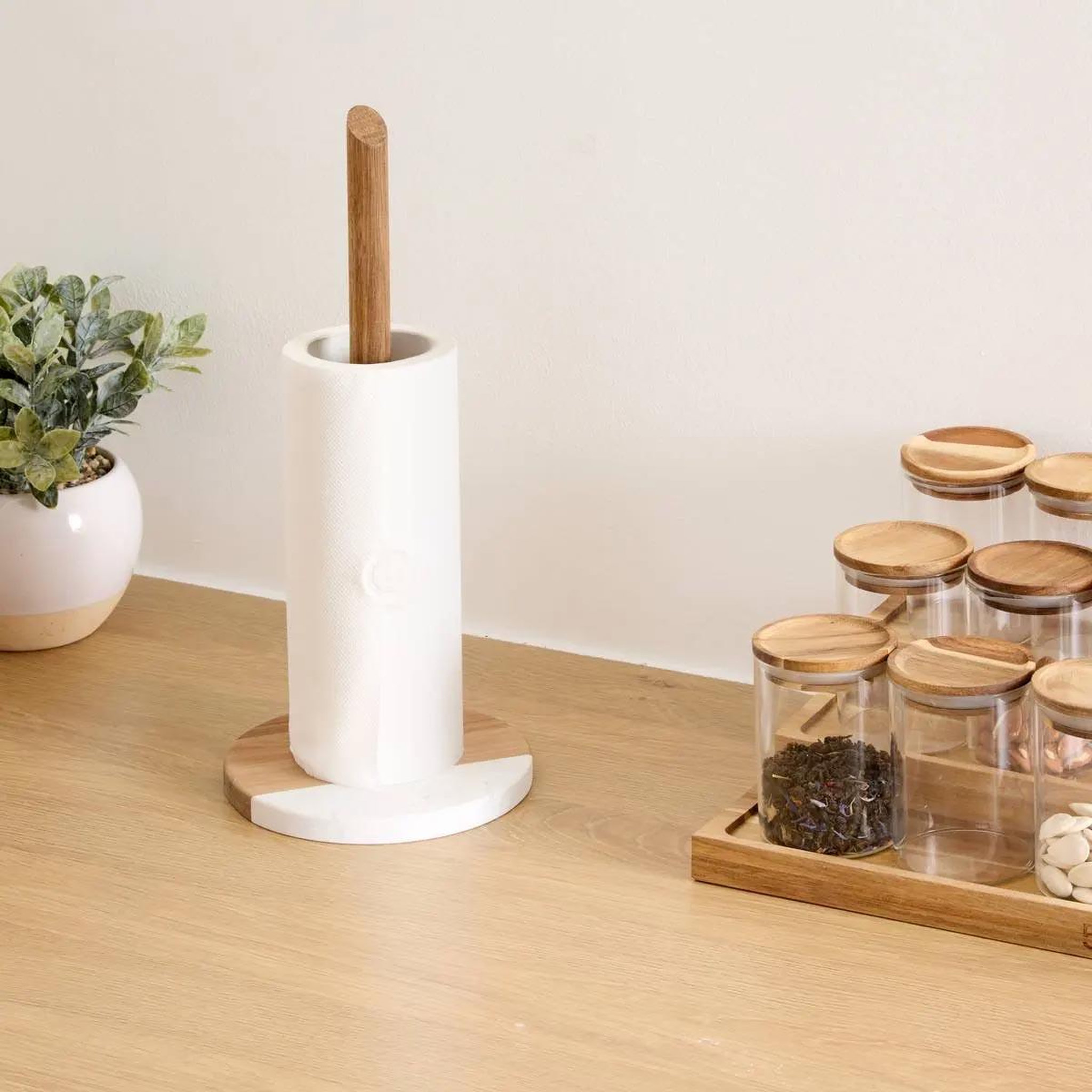 Voir la diapositive 4 : FIVE Porte essuie-tout en bois  harmony  32cm naturel