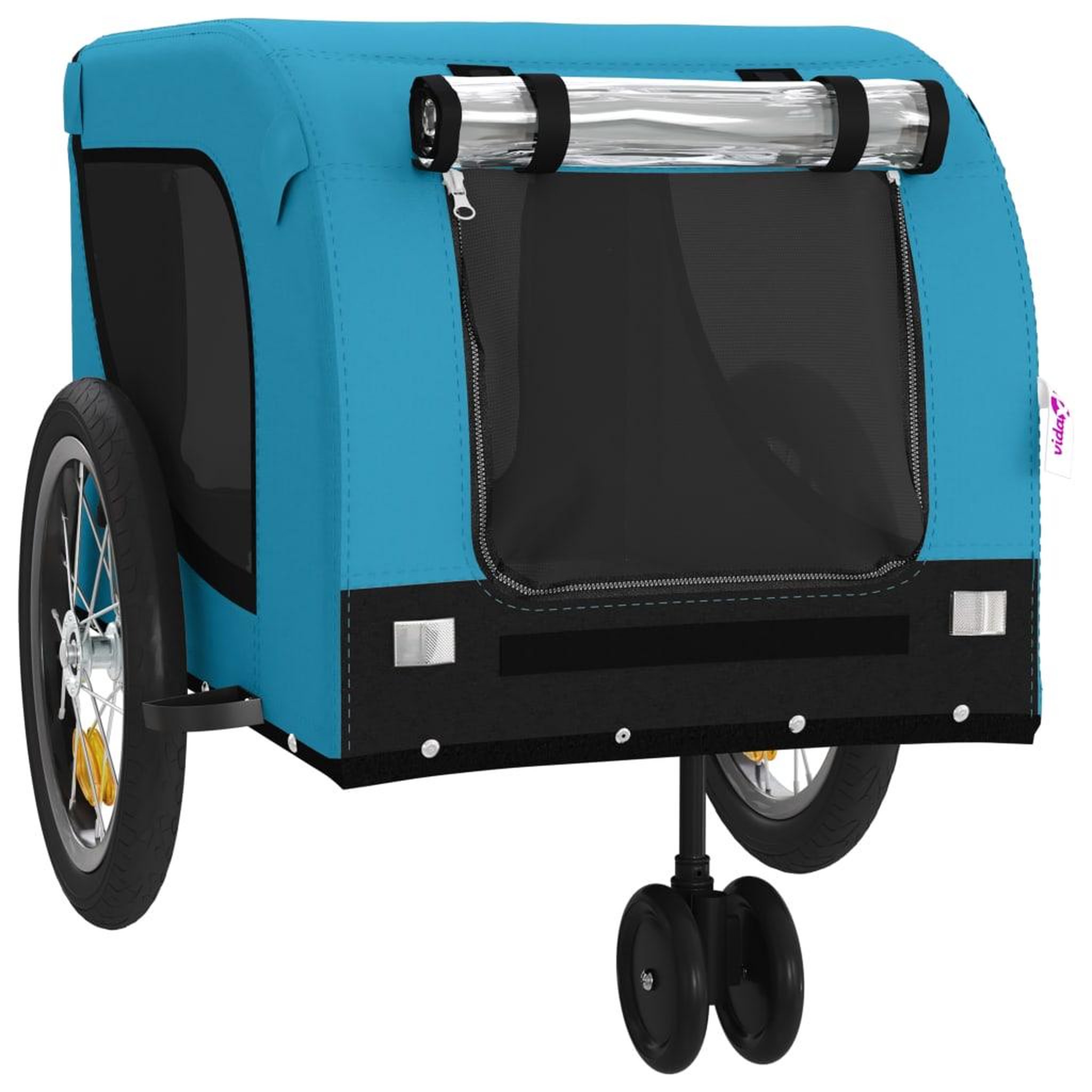 Voir la diapositive 4 : VIDAXL Remorque de velo pour animaux de compagnie bleu et noir