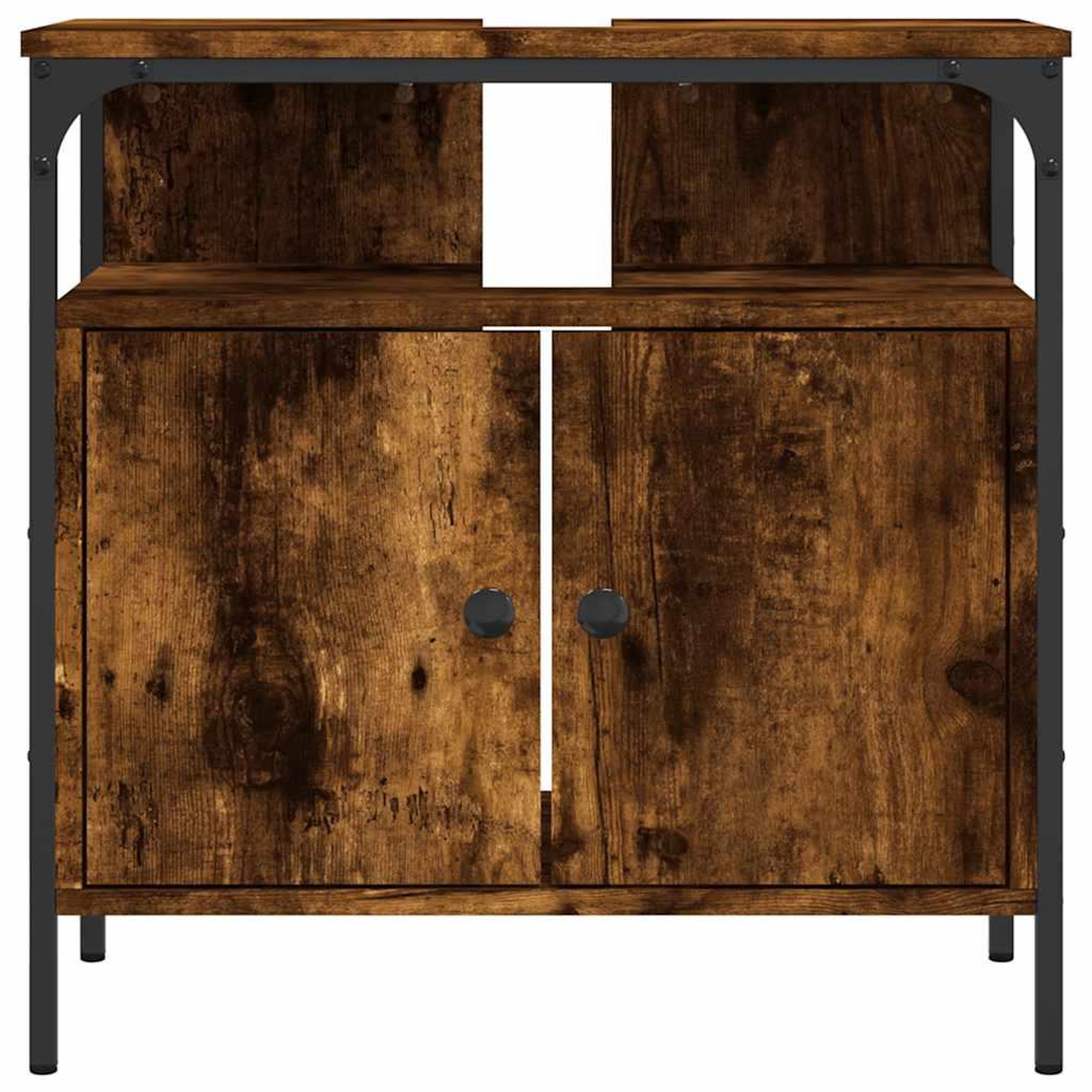Voir la diapositive 5 : VIDAXL Armoire lavabo de salle de bain chene fume 60x30x60 cm