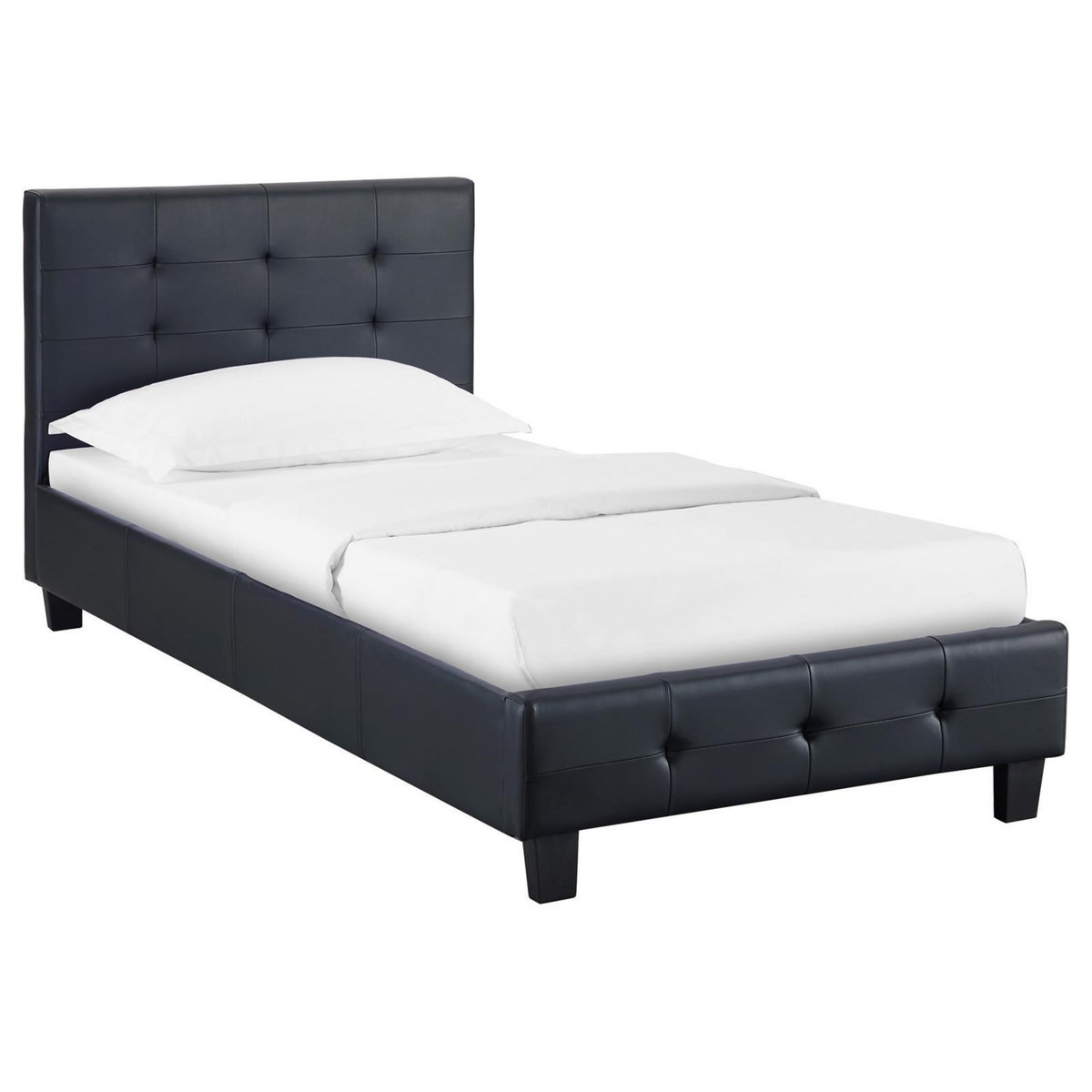 IDIMEX Lit simple REVE, 90 x 190 cm, capitonné avec sommier, revêtement synthétique