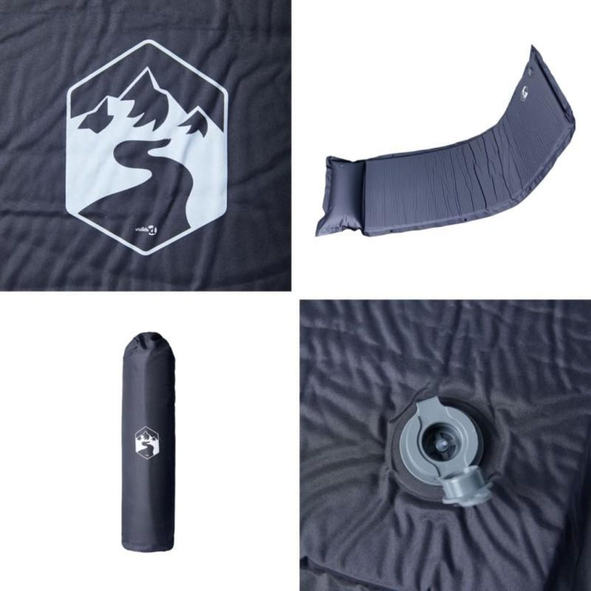 VIDAXL Matelas de camping autogonflant avec oreiller 1 personne gris