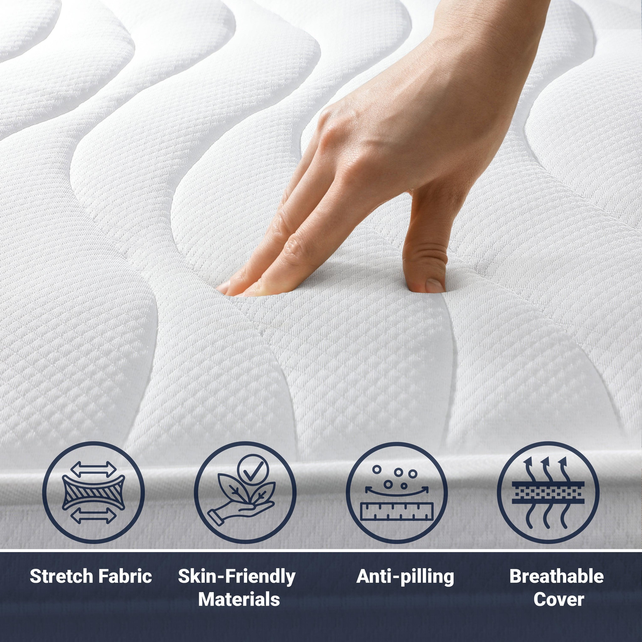 Voir la diapositive 2 : THE WHITE STONE Matelas 70 x 140 Orthopédique Antibactérienne | Hauteur 20 cm | Revêtement 3D Air en Fibre Hypoallergénique